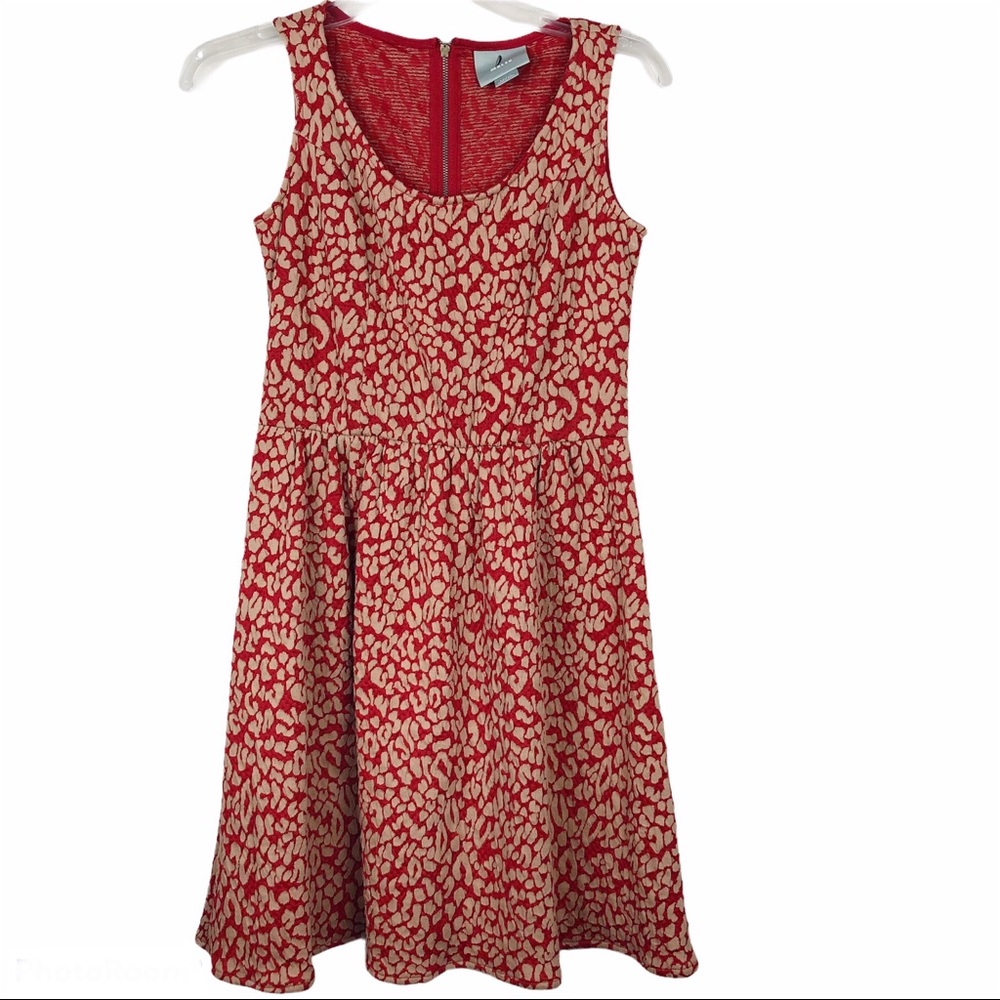 Anthropologie Maeve Dress Sleeveless Leopard Red Size Small
